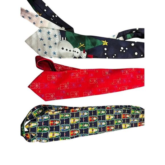 Lot of 3 Christmas ties colorful festive holiday snowman fun winter - Picture 2 of 4